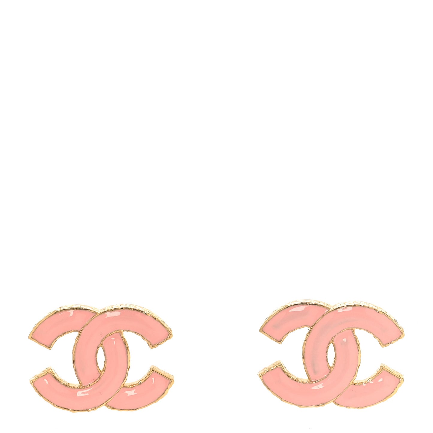 Metal Enamel CC Earrings Pink Gold