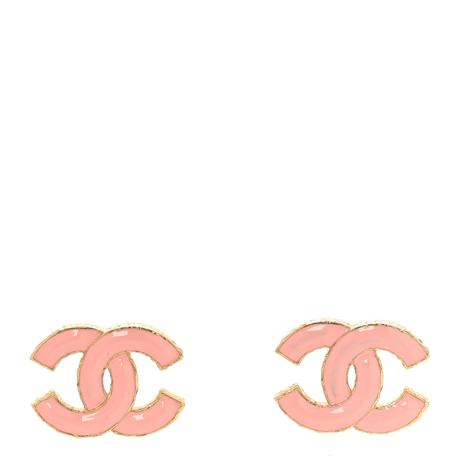 Chanel Metal Enamel CC Earrings Pink Gold 1 of 5