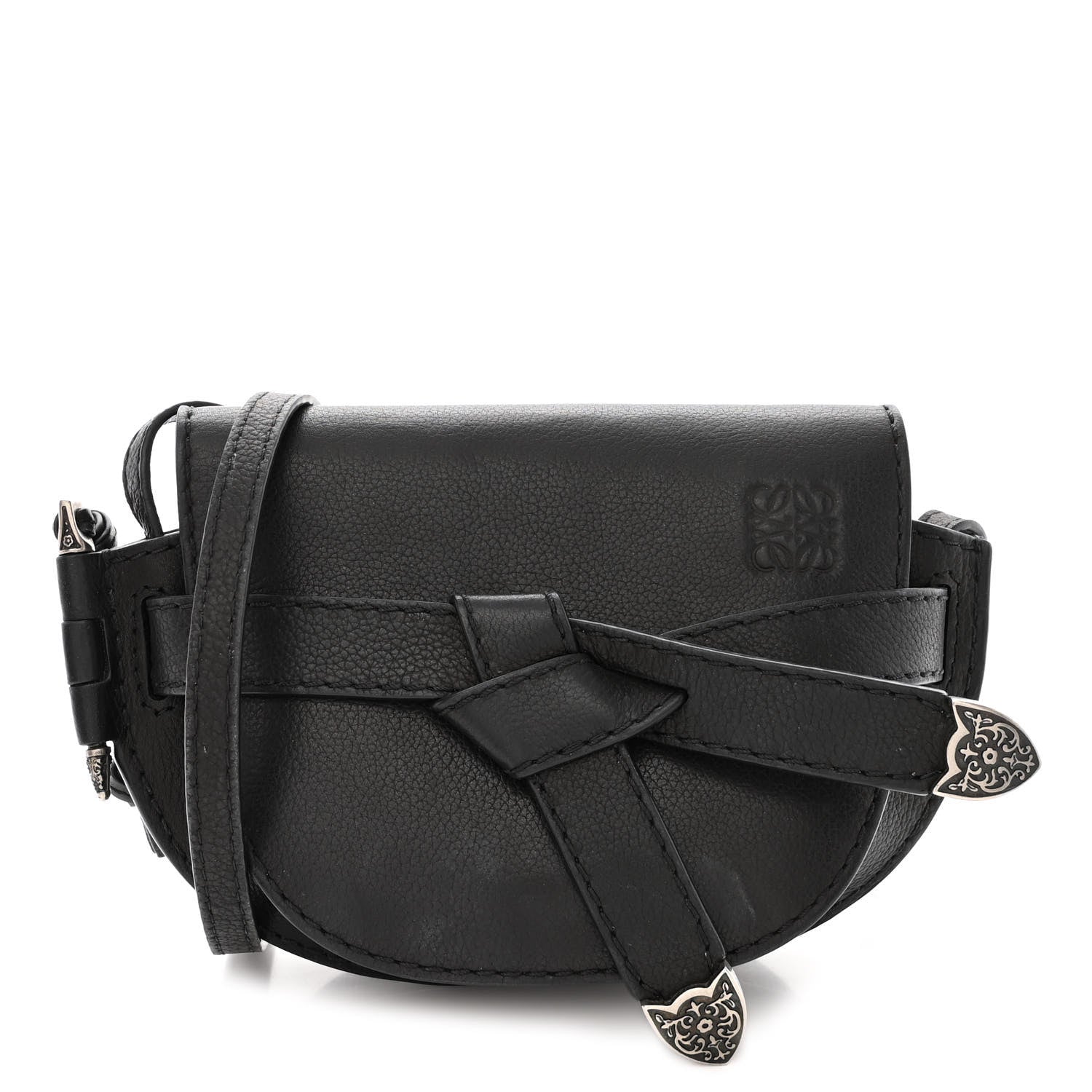 Loewe Grained Calfskin Mini Gate Western Crossbody Bag Black 1 of 13