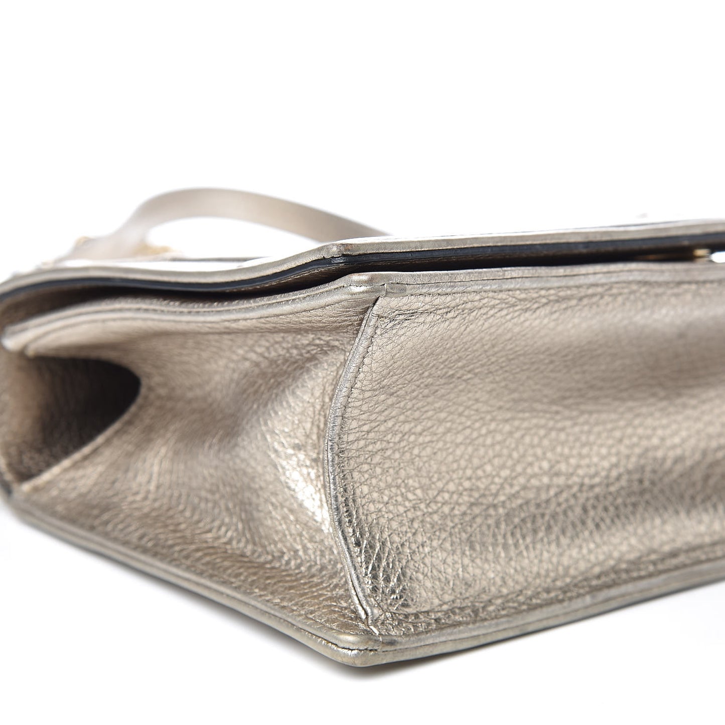 Metallic Grained Calfskin Medium Diorama Flap Bag Gold