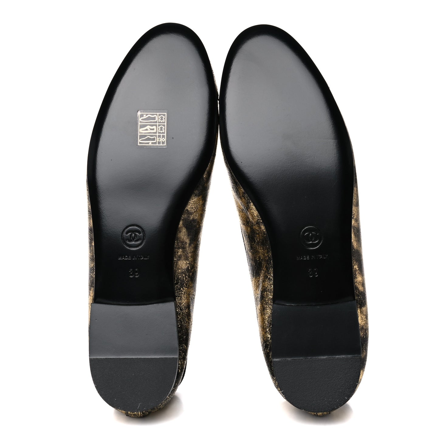 Laminated Goatskin Cap Toe CC Ballerina Flats 39 Gold