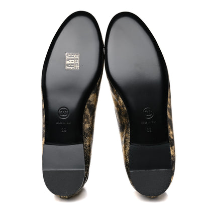 Chanel Laminated Goatskin Cap Toe CC Ballerina Flats 39 Gold 5 of 9