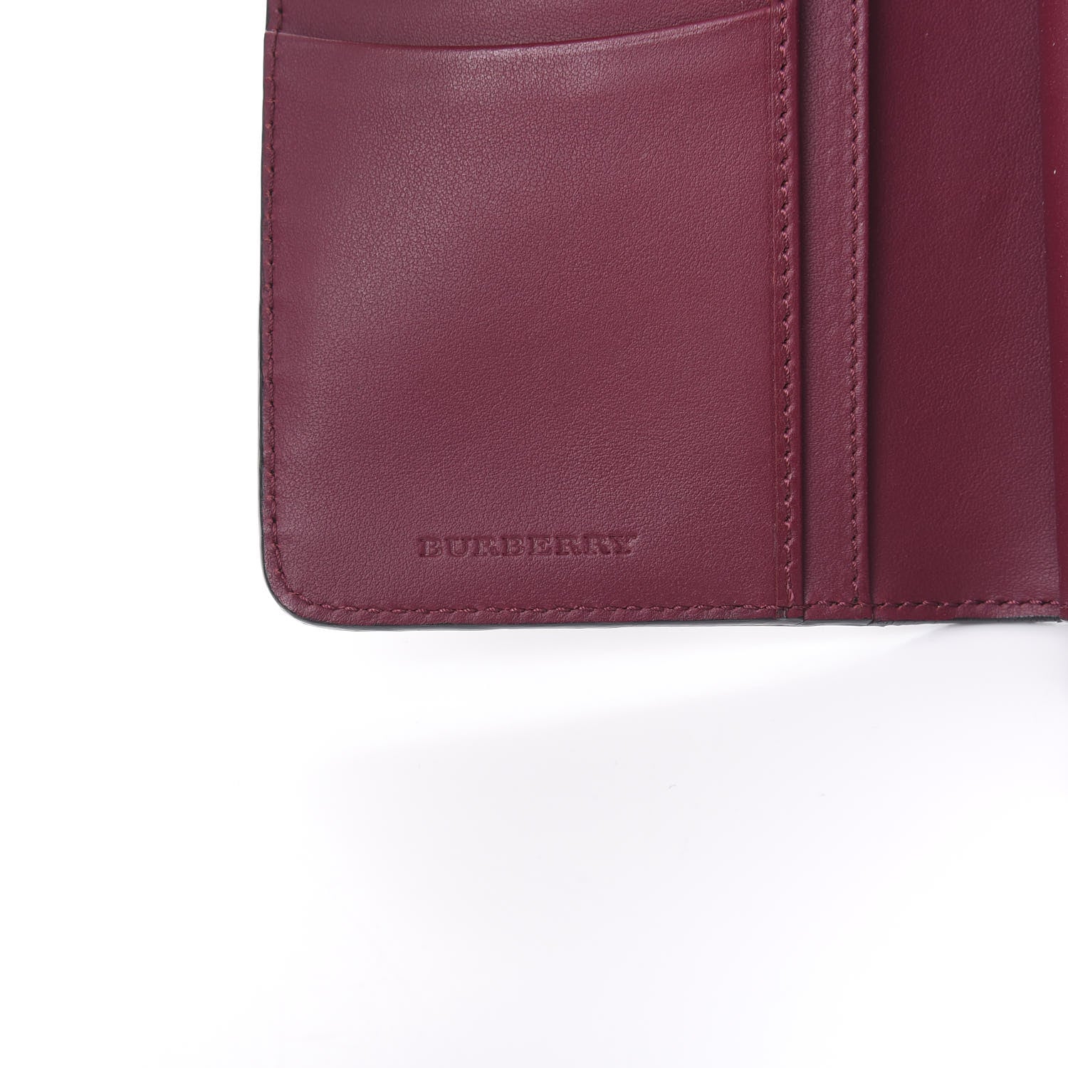Burberry Grainy Calfskin Folding Wallet Burgundy 7 of 9