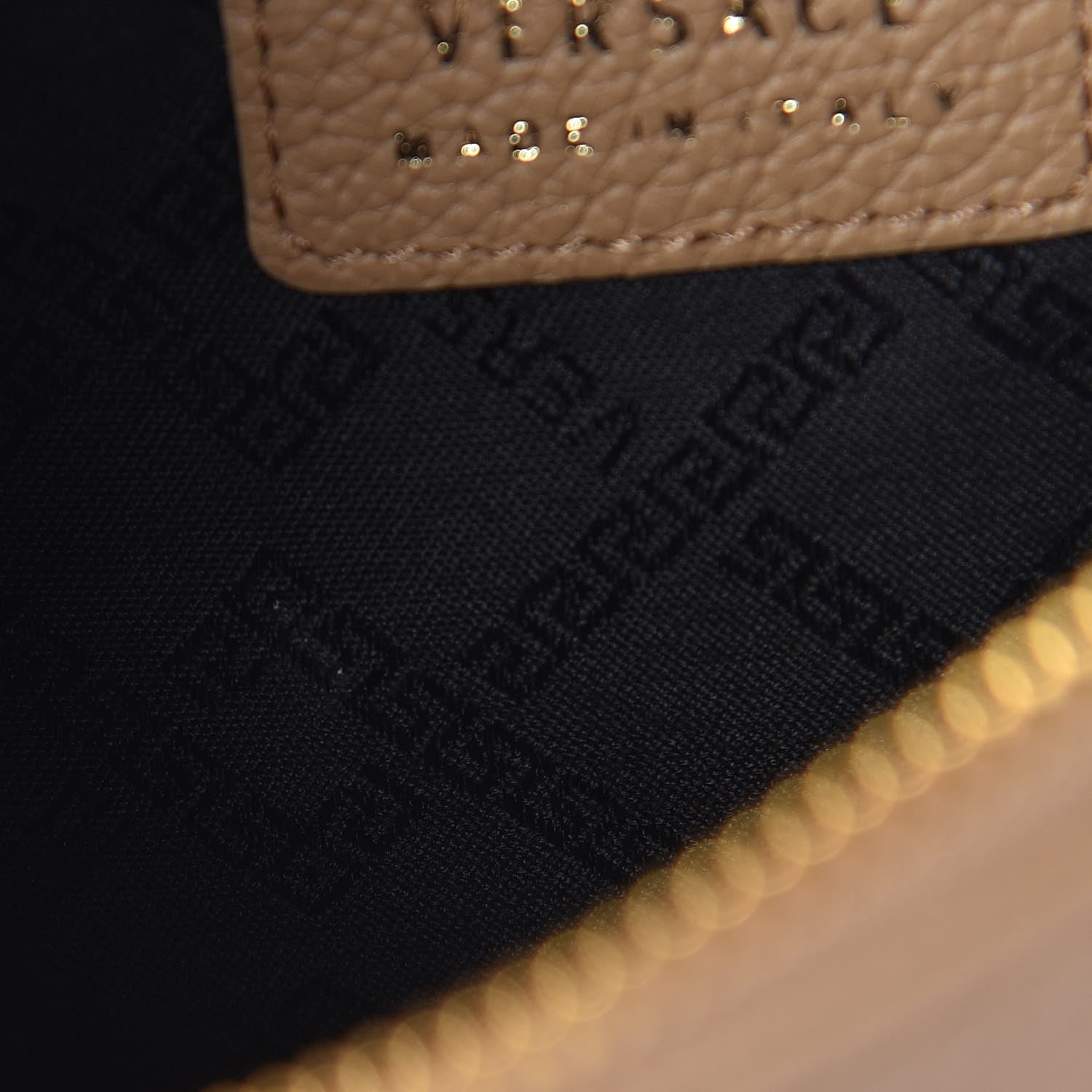 Versace Grained Calfskin Medusa Wrist Pouch Beige 7 of 7