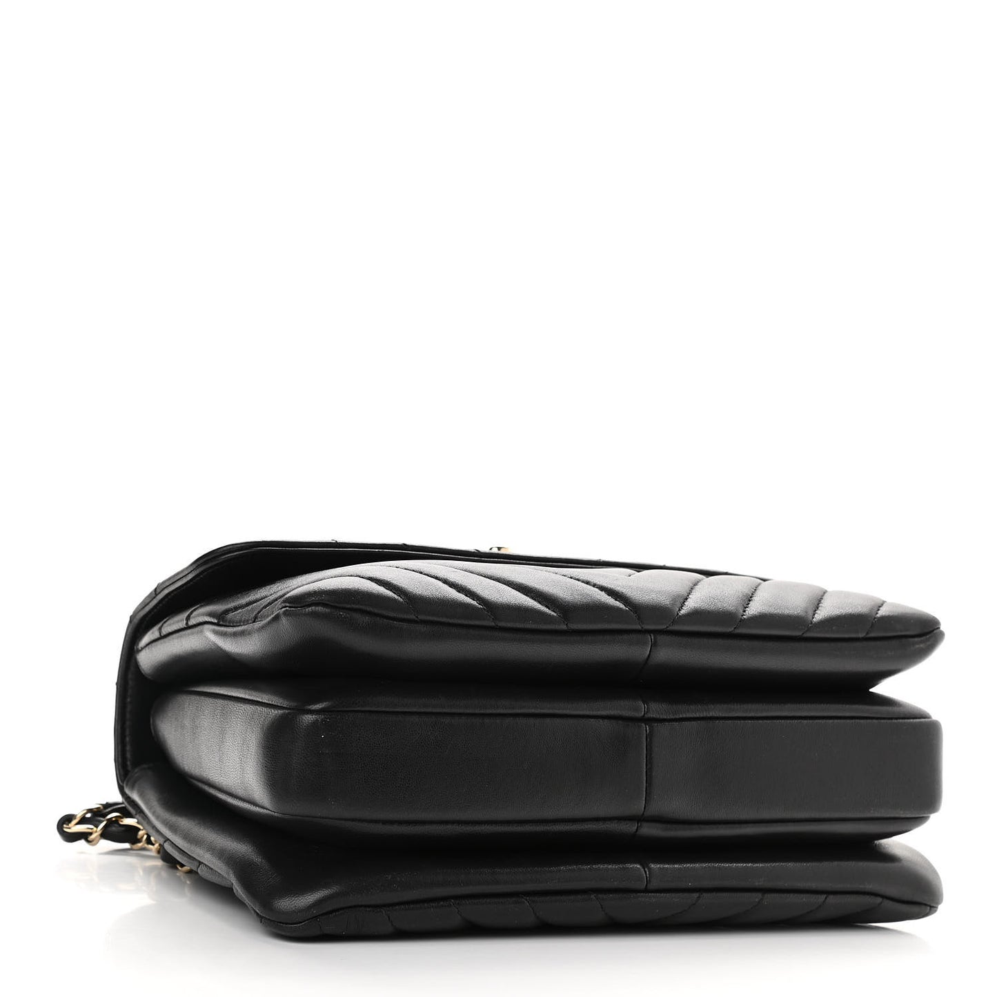 Lambskin Chevron Quilted Small Trendy CC Dual Handle Flap Bag Black