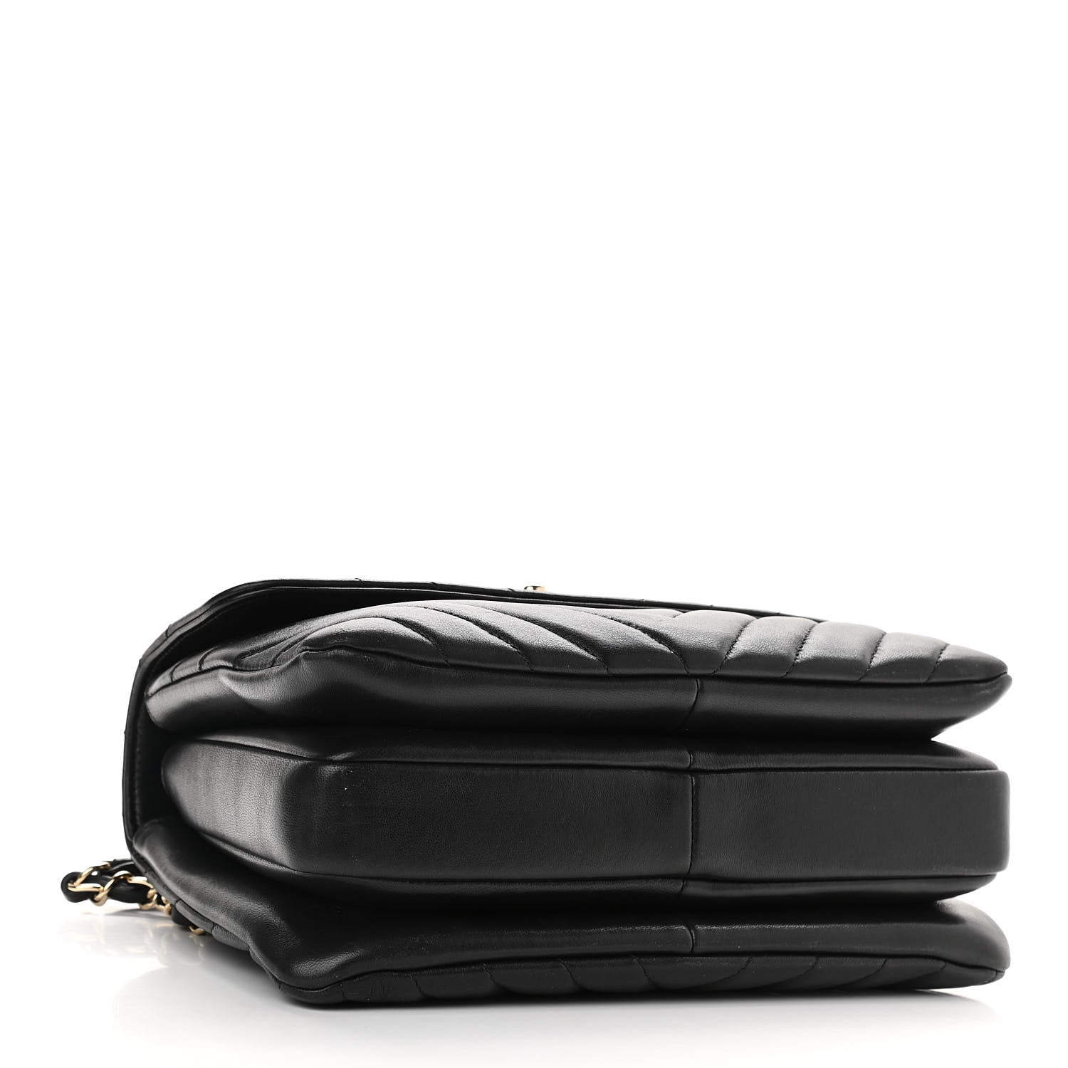 Chanel Lambskin Chevron Quilted Small Trendy CC Dual Handle Flap Bag Black 4 of 11