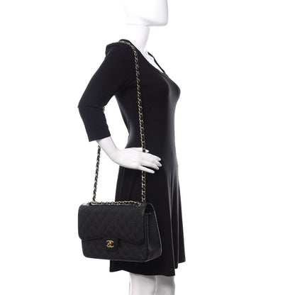 Chanel Caviar Quilted Jumbo Double Flap Black 2 of 12