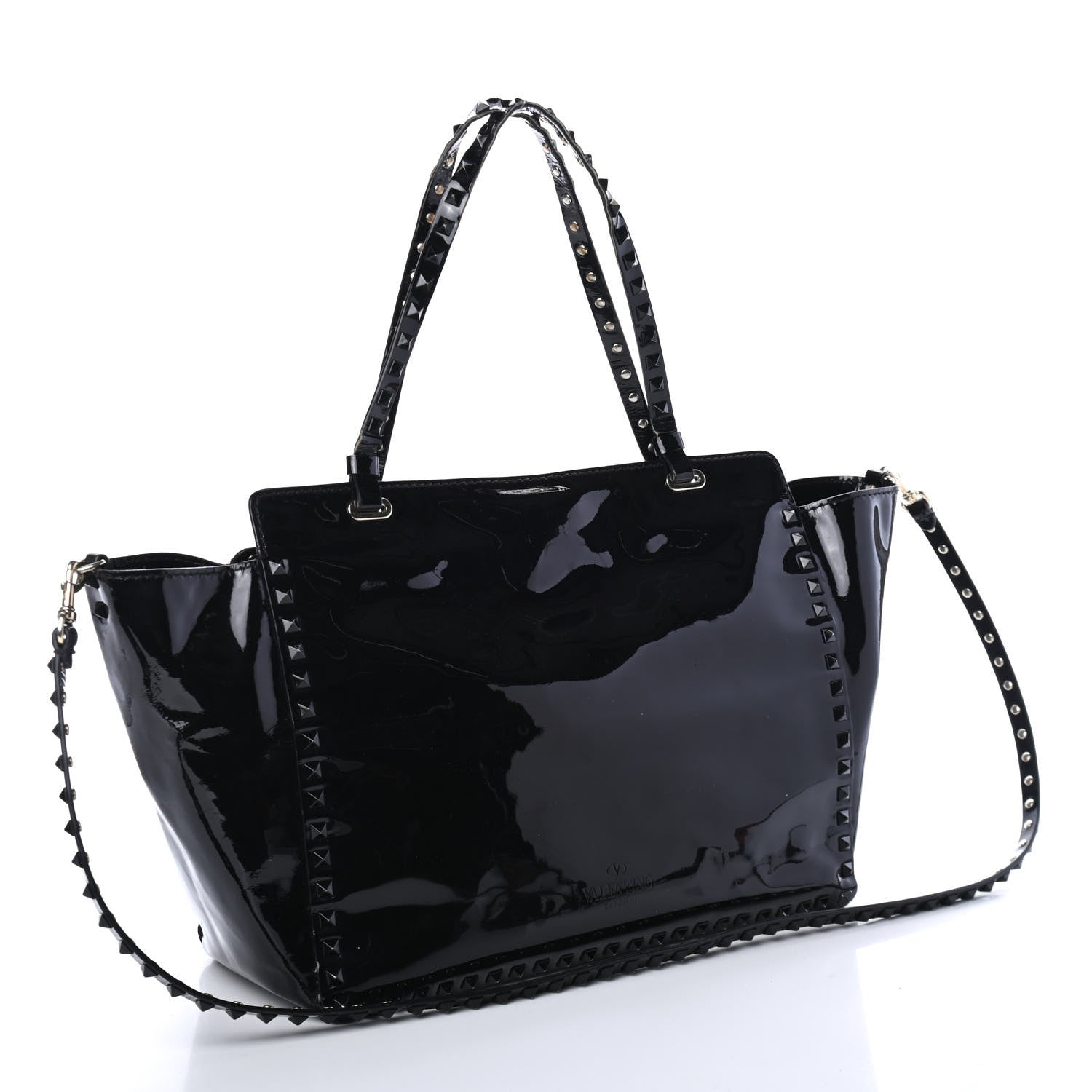 Valentino Garavani Patent Punkouture Medium Rockstud All Over Tote Black 3 of 5