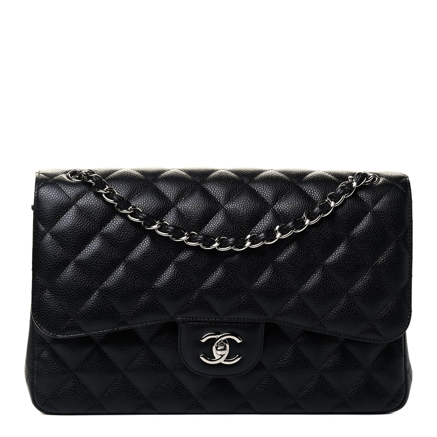 Caviar Quilted Jumbo Double Flap Black