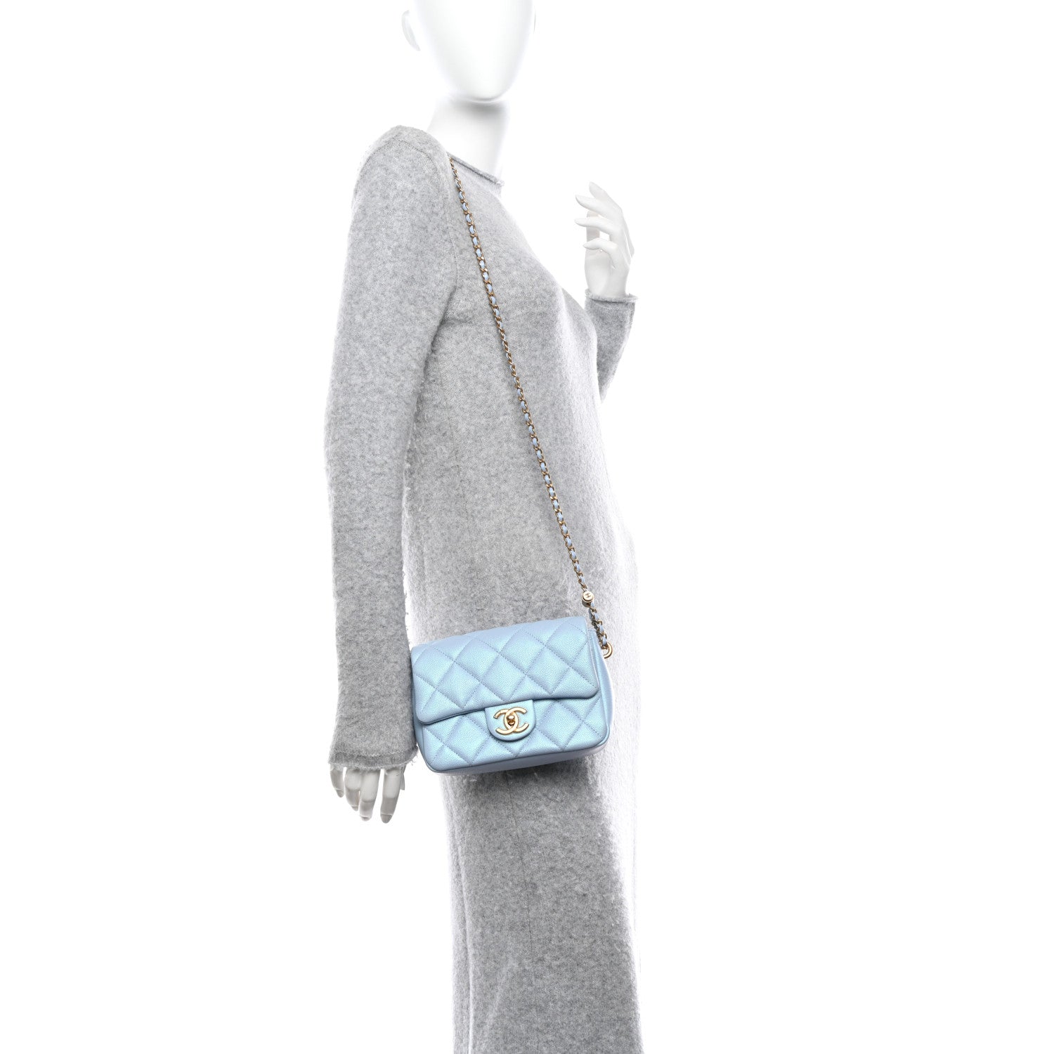 Chanel Iridescent Caviar Quilted Mini My Perfect Flap Light Blue 2 of 10