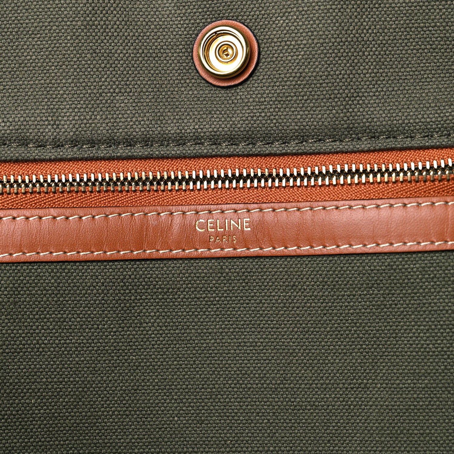 Celine Canvas Calfskin Vertical Cabas Green 6 of 13
