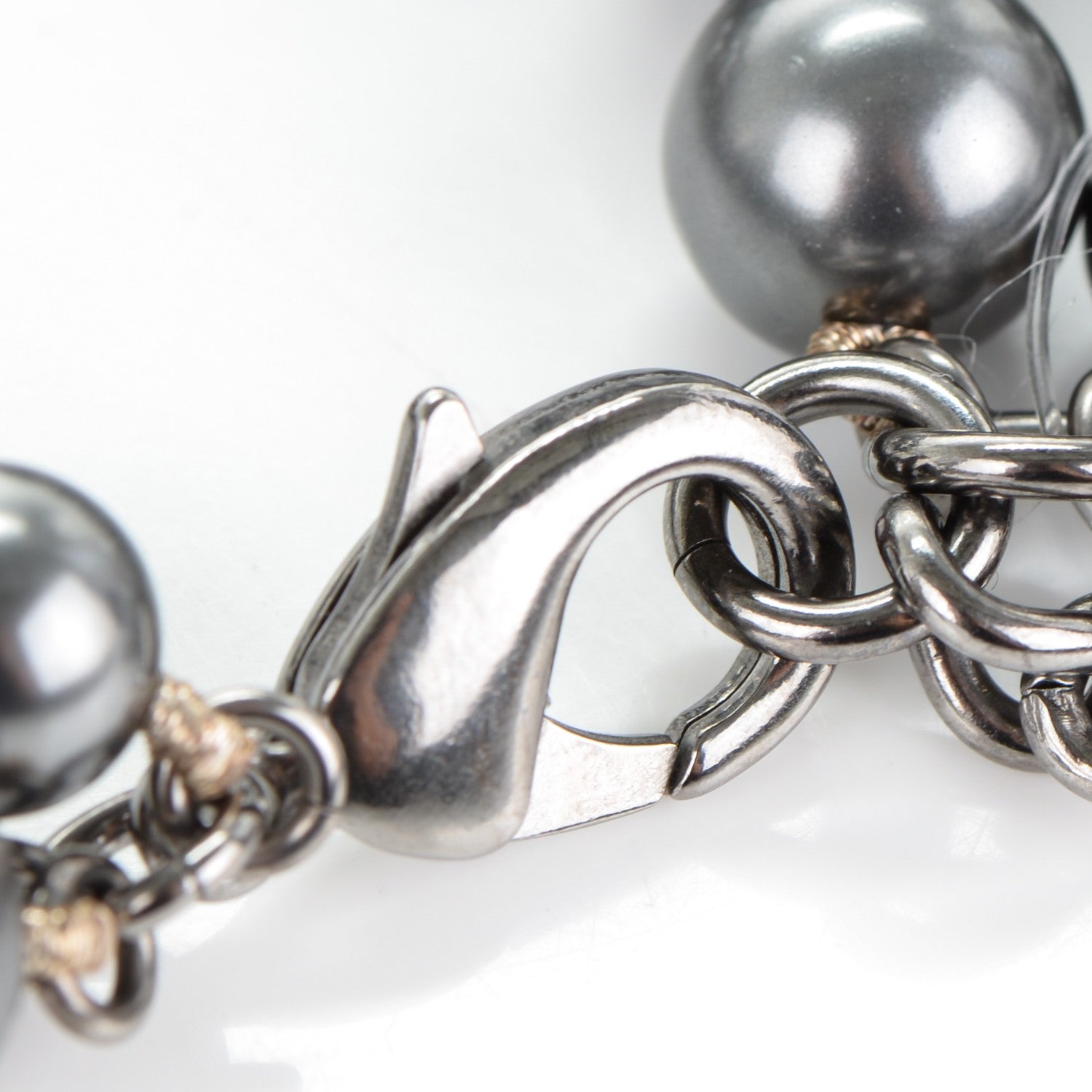 Chanel Pearl Bead CC Multistrand Bracelet Pearly Grey 3 of 4