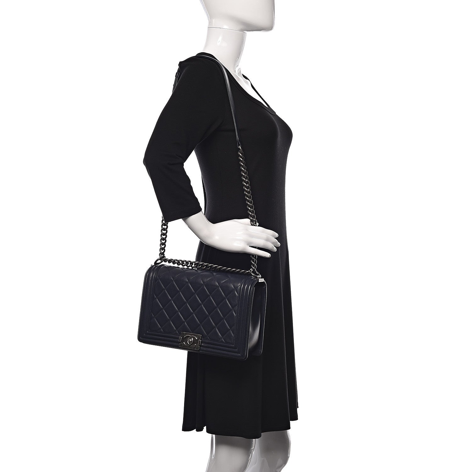Chanel Lambskin Quilted New Medium Boy Flap Navy 2 of 11