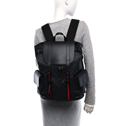 Gucci Soft GG Supreme Monogram Calfskin Web Double Buckle Backpack Black 2 of 11