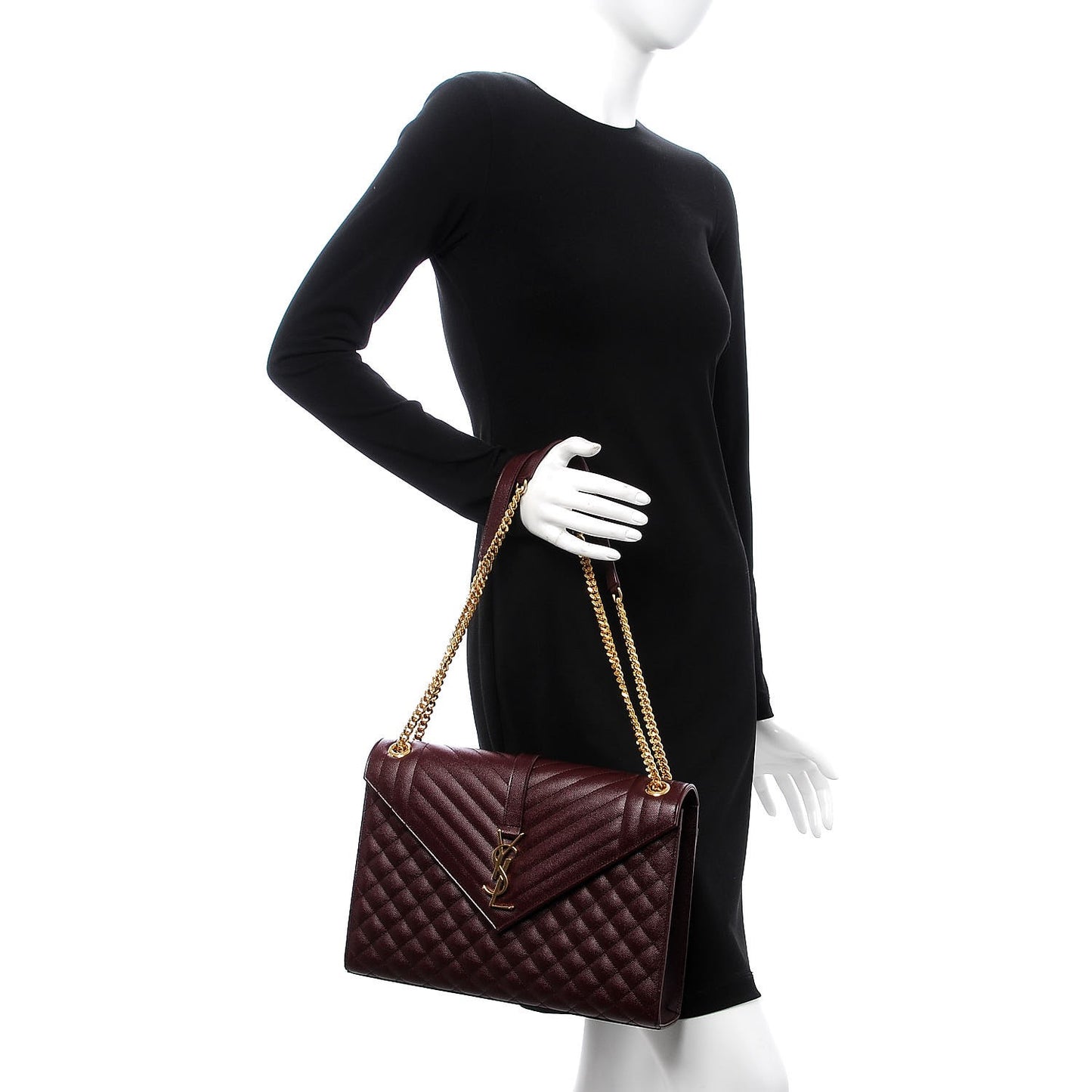 Grain De Poudre Mixed Matelasse Large Triquilt Monogram Satchel Rouge Legion