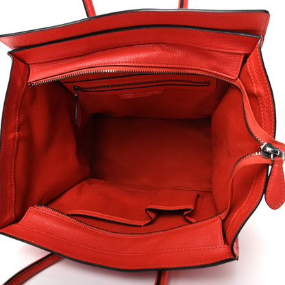 Celine Drummed Calfskin Mini Luggage Coquelicot 5 of 9