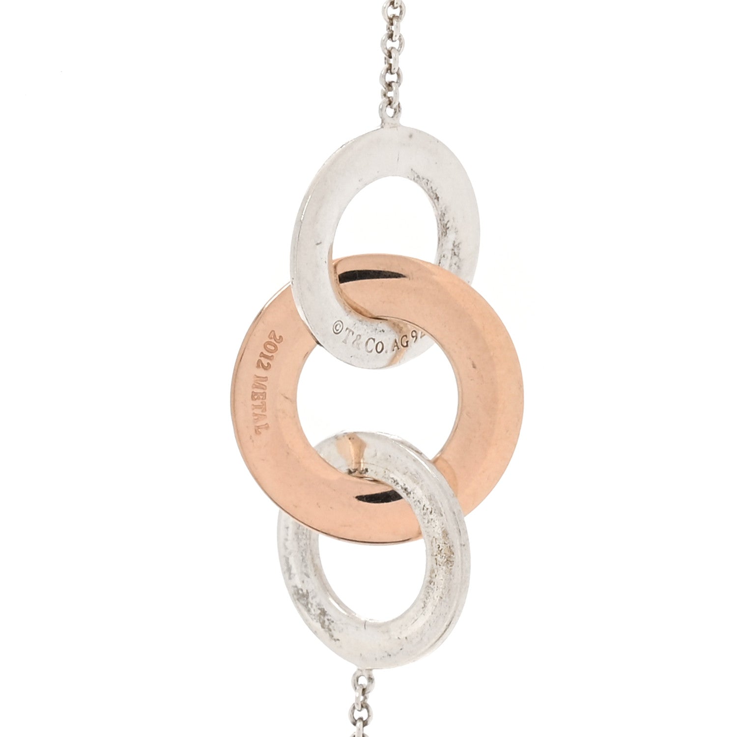 Tiffany Sterling Silver Rubedo 1837 Interlocking Circles Long Necklace 4 of 5