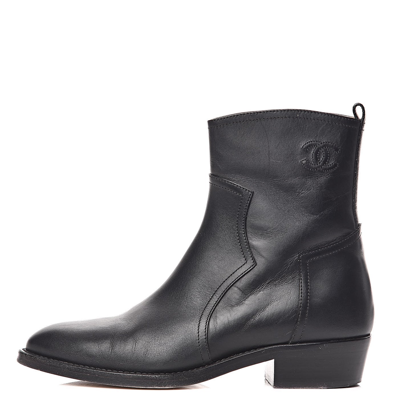 Calfskin Paris Dallas Zip Ankle Boots 37 Black