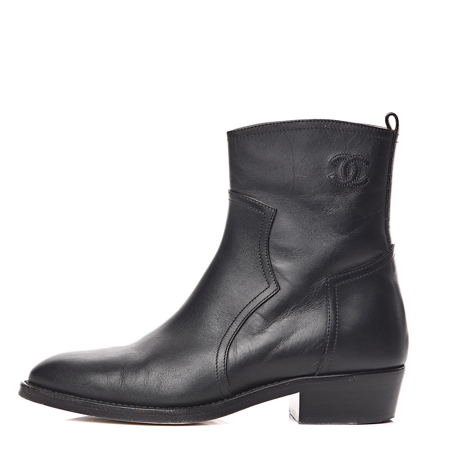 Chanel Calfskin Paris Dallas Zip Ankle Boots 37 Black 1 of 16