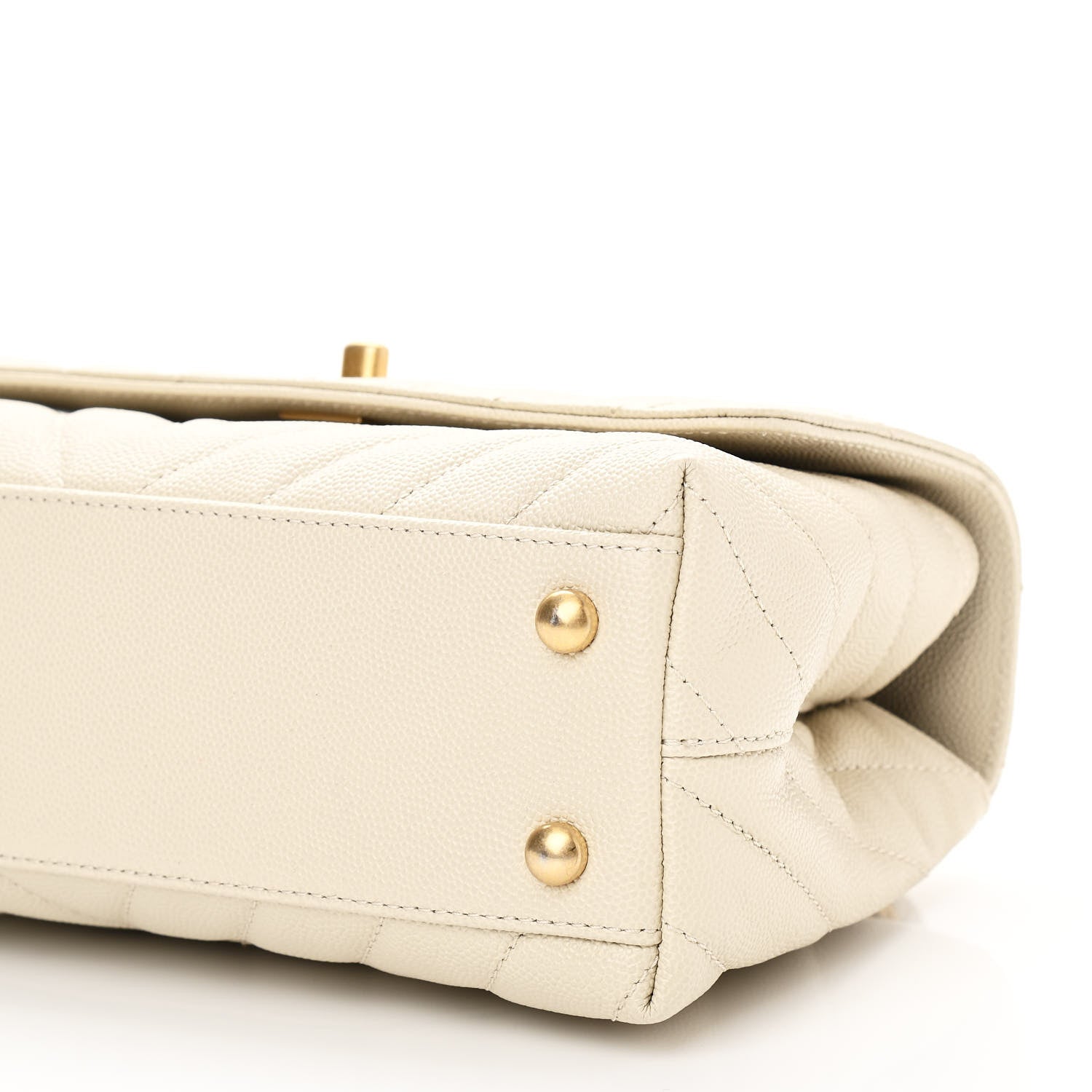 Chanel Caviar Lizard Chevron Quilted Mini Coco Handle Flap Ivory 10 of 10