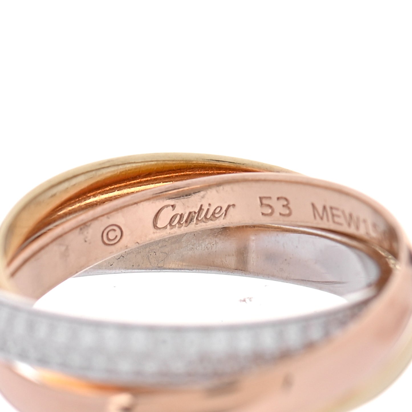 18K White Yellow Pink Gold Diamond Small Trinity Paved Ring 53 6.25