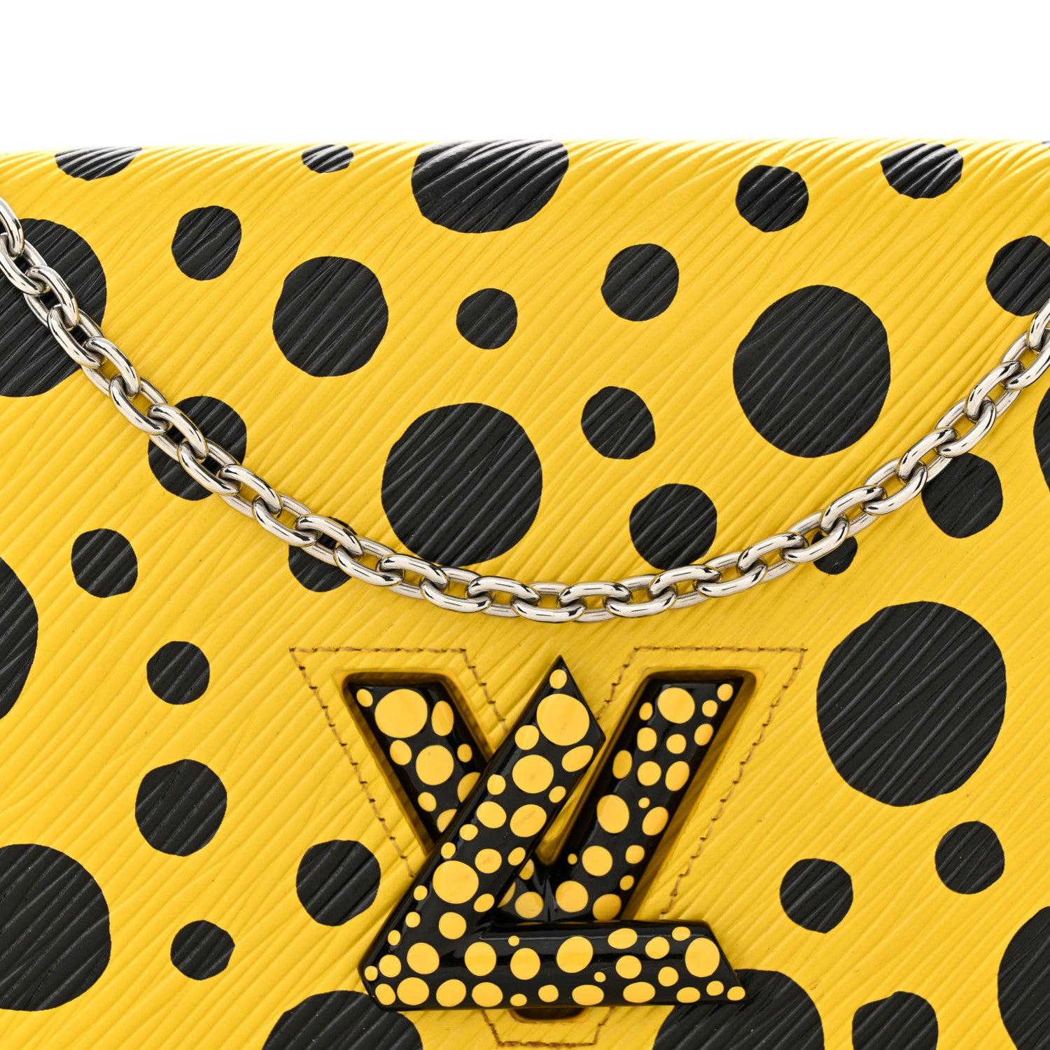 Louis Vuitton LV x YK Epi Infinity Dots Twist Belt Chain Wallet Yellow Black 8 of 12