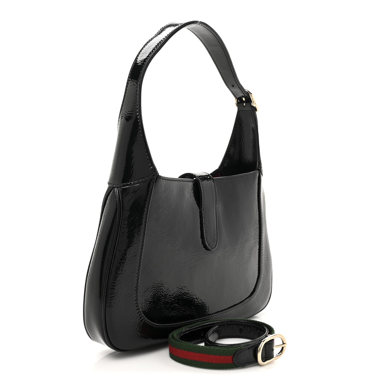 Gucci Patent Calfskin Small Jackie Shoulder Bag Black 3 of 10