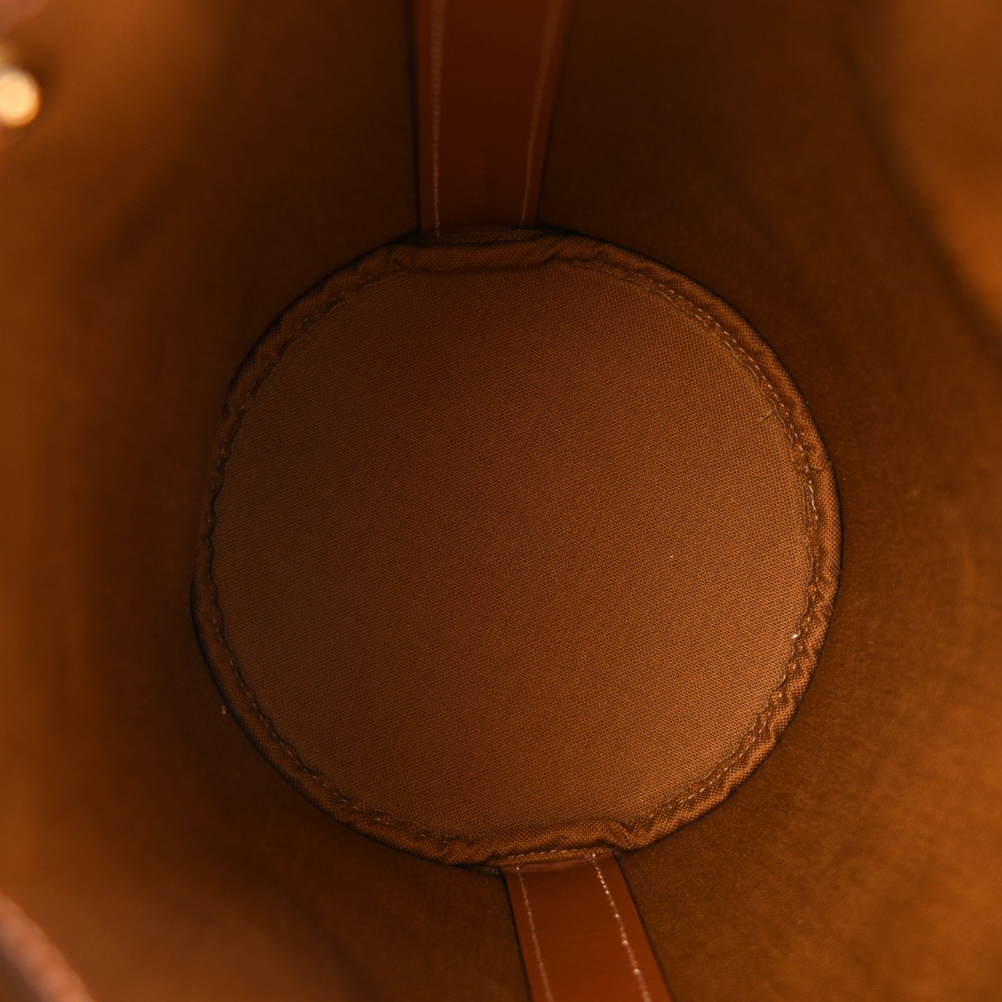 Triomphe Canvas Calfskin Small Drawstring Bucket Bag Tan