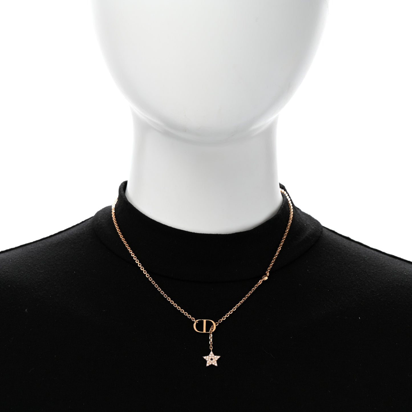 Metal Crystal Petit CD Necklace Rose Gold
