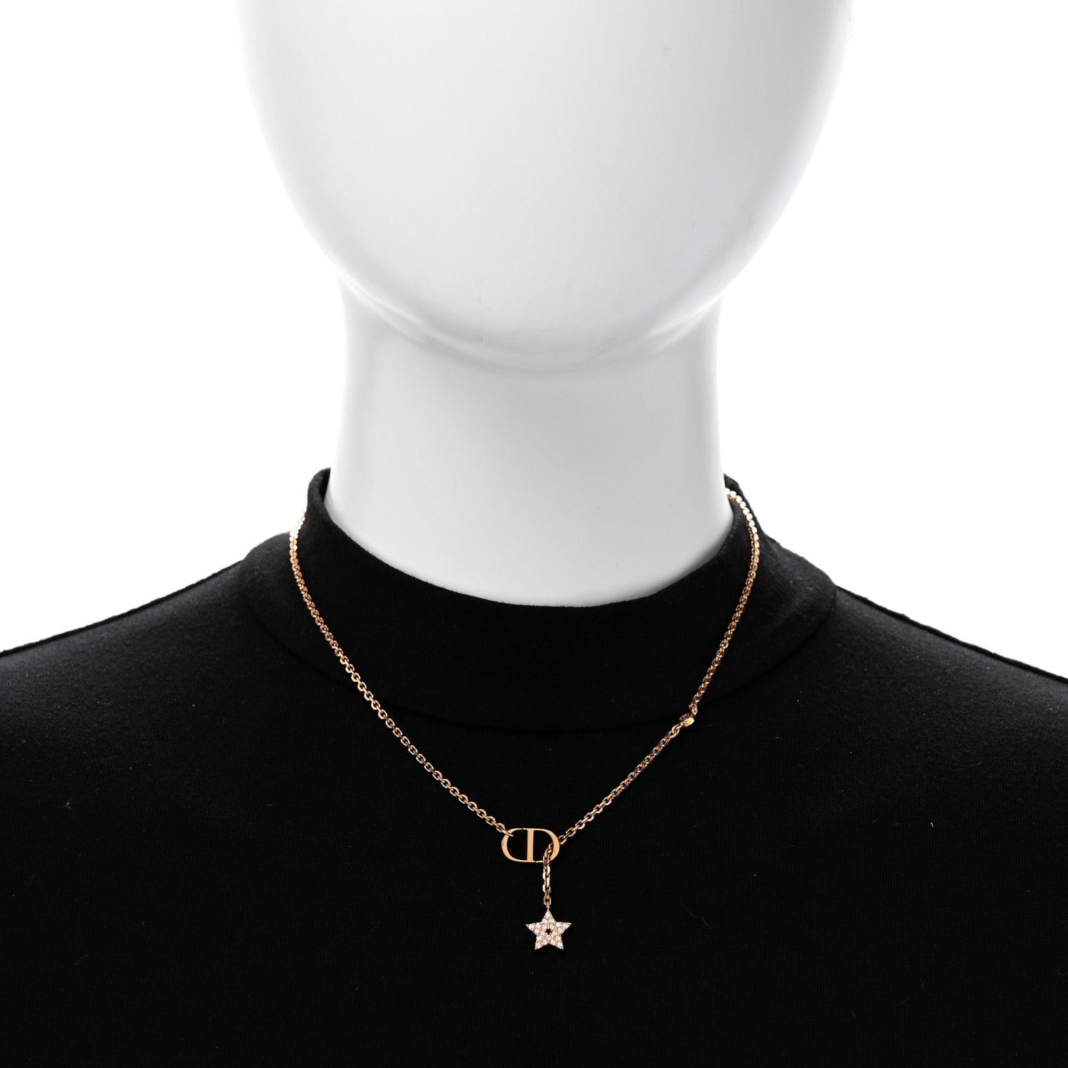 Christian Dior Metal Crystal Petit CD Necklace Rose Gold 2 of 6