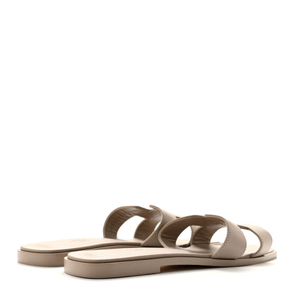 Hermes Box Calfskin Oran Sandals 38 Beige Mastic 5 of 9