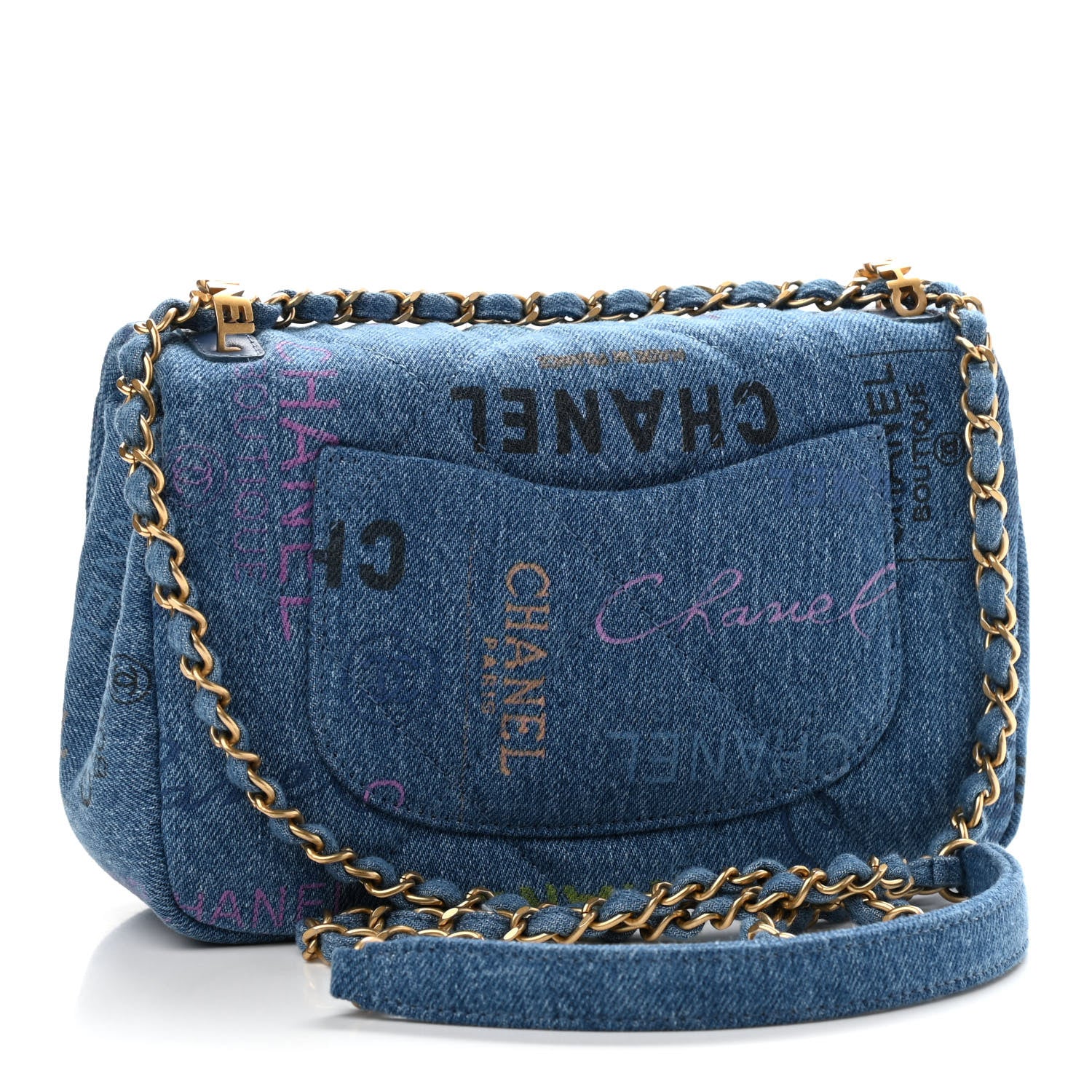 Chanel Denim Quilted Mini Denim Mood Rectangular Flap Blue Multicolor 3 of 9
