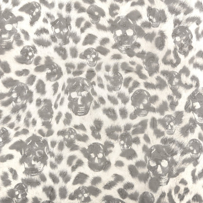Alexander McQueen Silk Chiffon Leopard Skull Scarf Grey Ivory 2 of 3