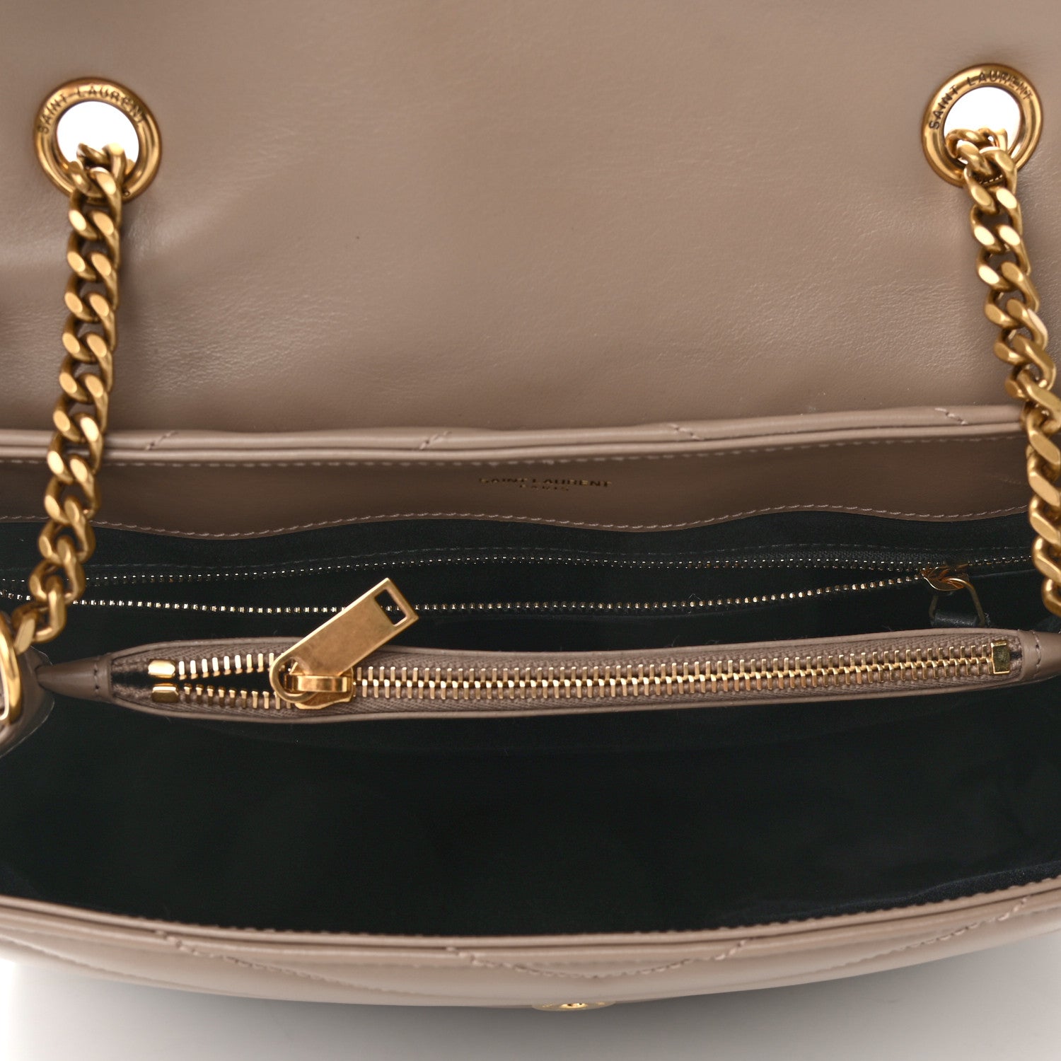 Saint Laurent Calfskin Y Quilted Monogram Medium Loulou Chain Satchel Dark Beige 5 of 10