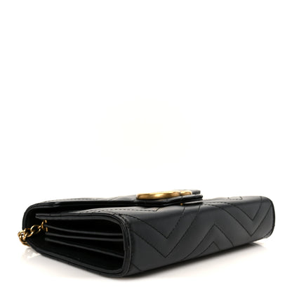 Gucci Calfskin Matelasse GG Marmont Chain Wallet Black 4 of 11