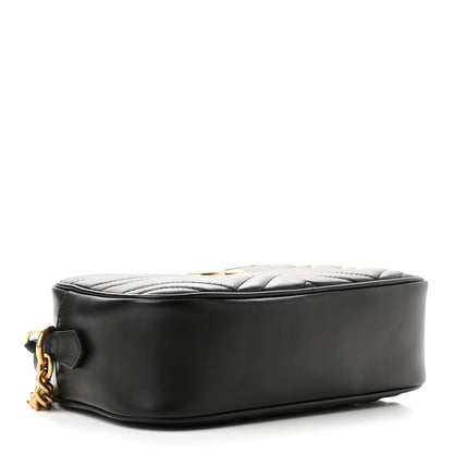 Gucci Calfskin Matelasse Small GG Marmont Chain Shoulder Bag Black 4 of 10