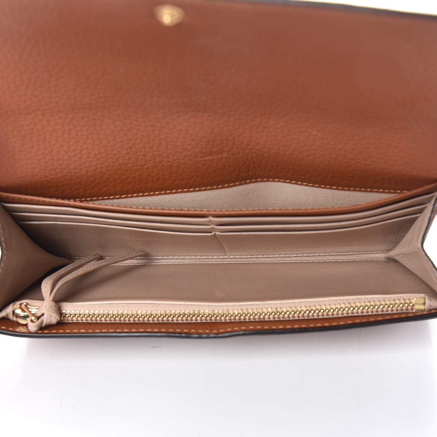 Calfskin Alphabet Long Wallet Brown