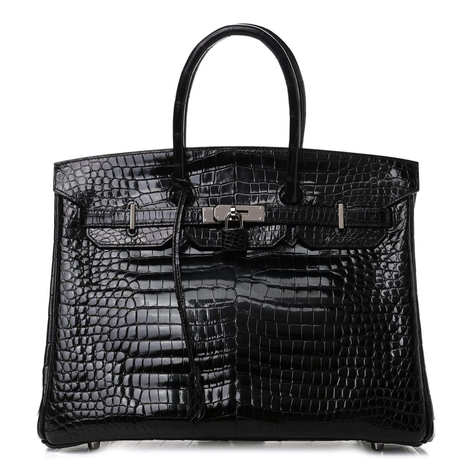 Hermes Shiny Porosus Crocodile Birkin 35 Black 1 of 7