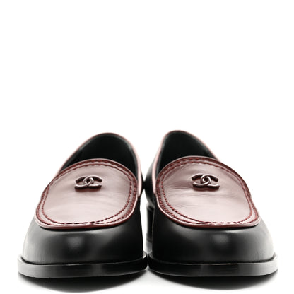 Chanel Calfskin CC Mocassin Loafers 36 Brown Black 3 of 10