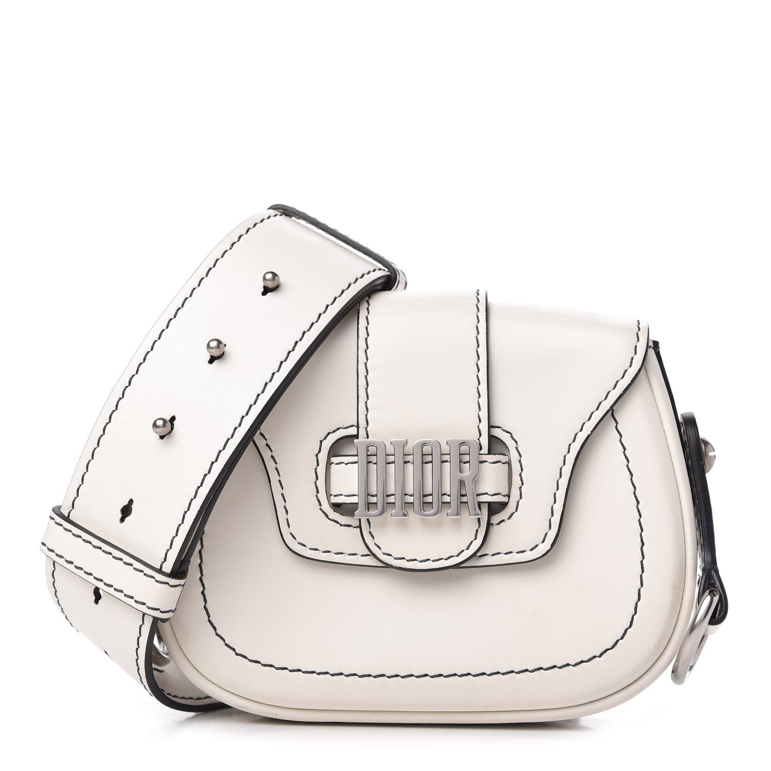 Christian Dior Calfskin Mini D Fence Saddle Bag White 1 of 10