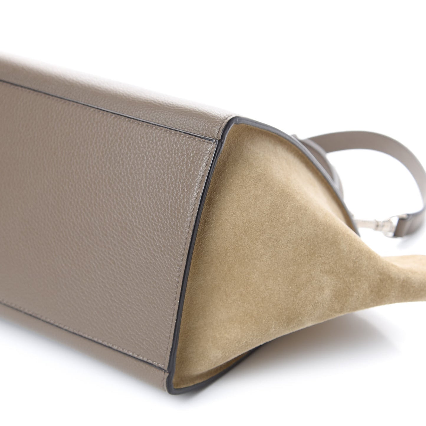 Drummed Calfskin Suede Small Trapeze Souris