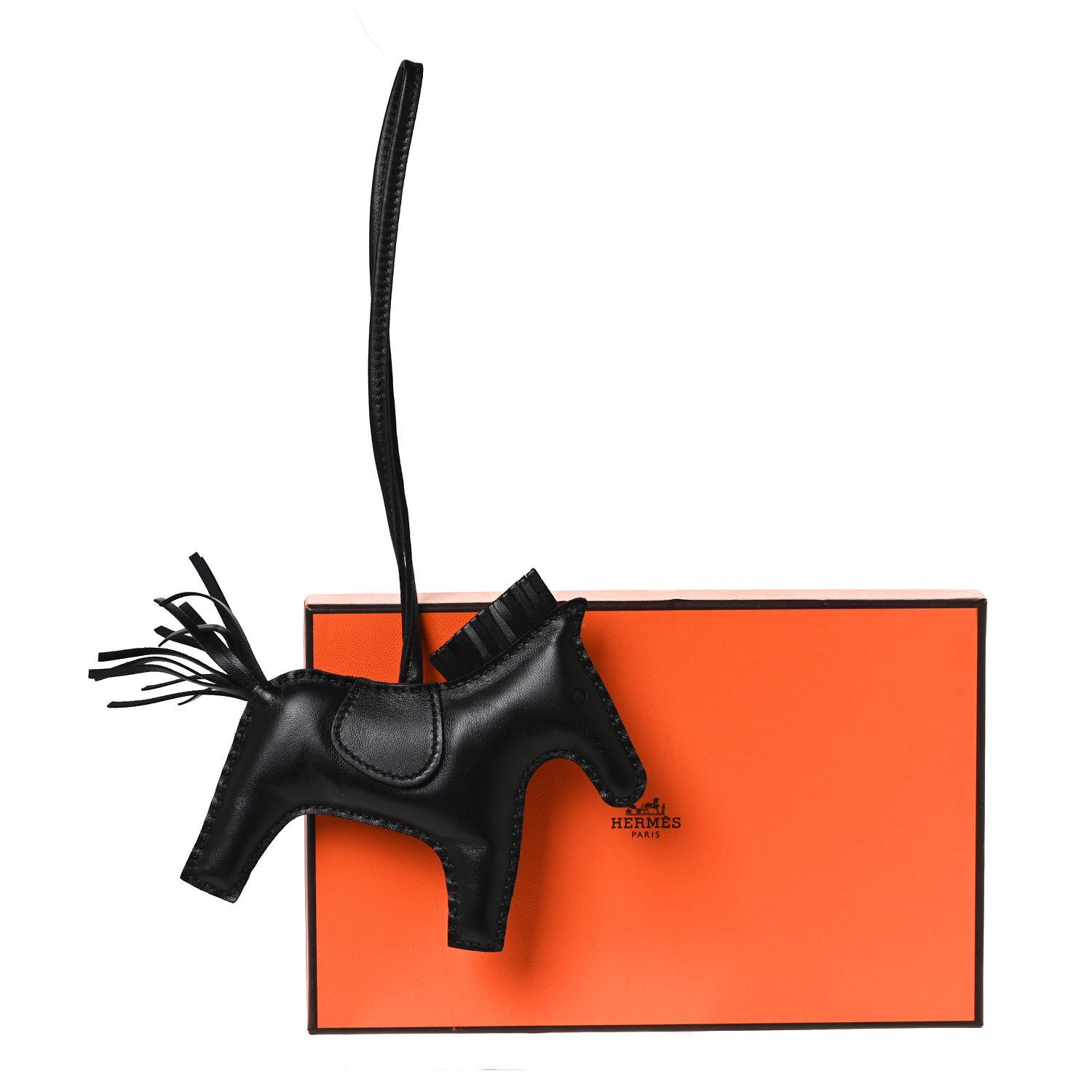Hermes Milo Lambskin Grigri Rodeo Horse Bag Charm MM So Black 3 of 3