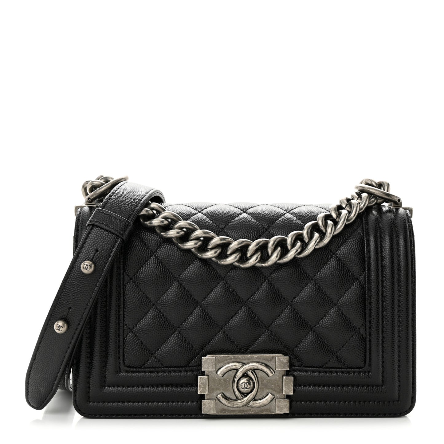 Caviar Quilted Small Boy Flap Black