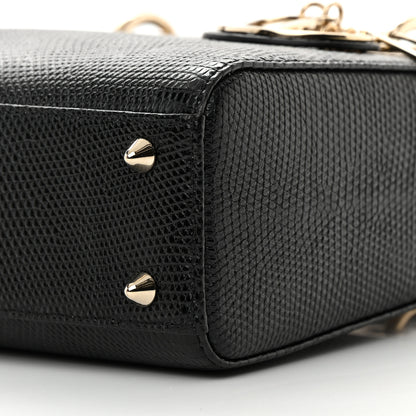 Christian Dior Lizard Small Lady Dior Black 10 of 14