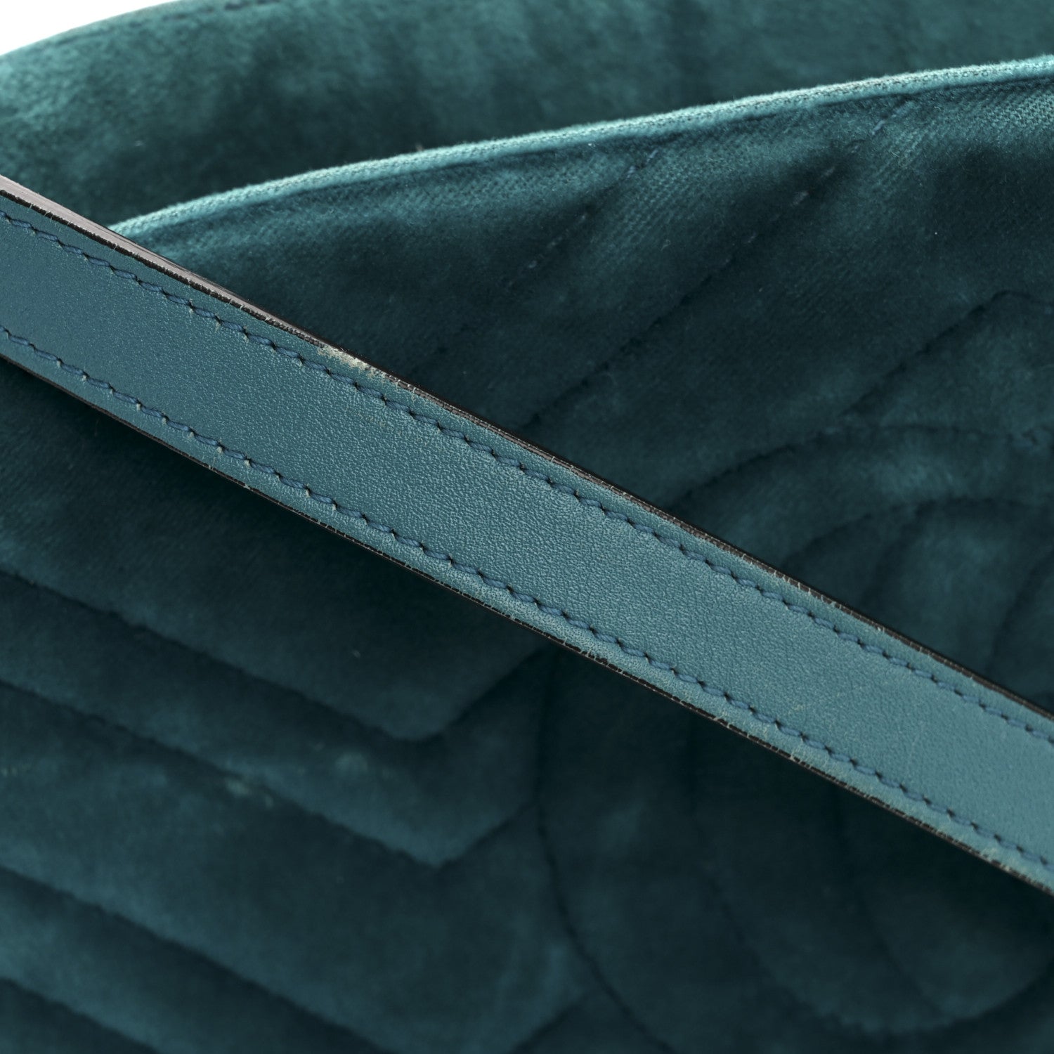 Gucci Velvet Matelasse Small GG Marmont Chain Shoulder Bag Pavone Cyan 12 of 12