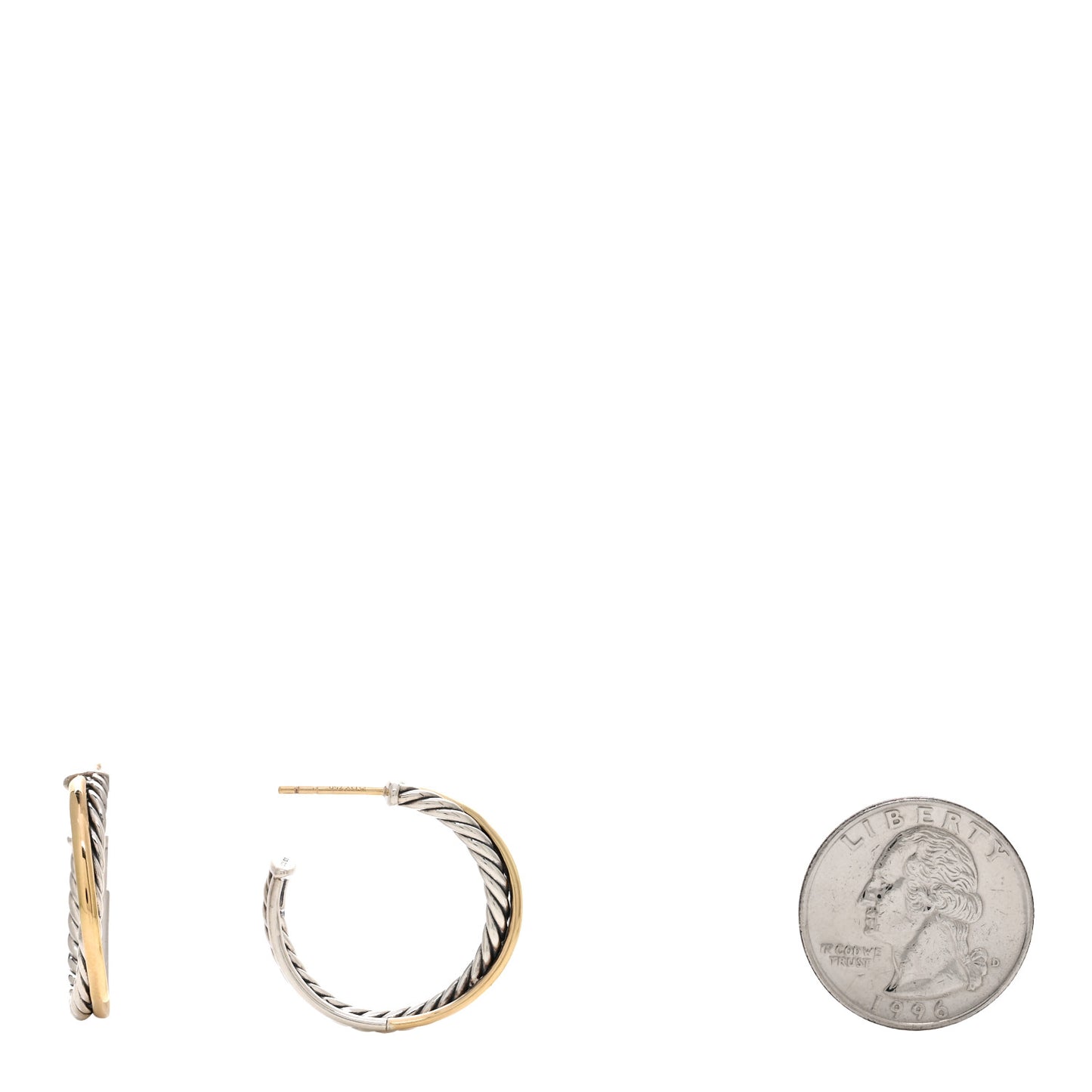 Sterling Silver 18K Yellow Gold 26mm Crossover Cable Hoop Earrings