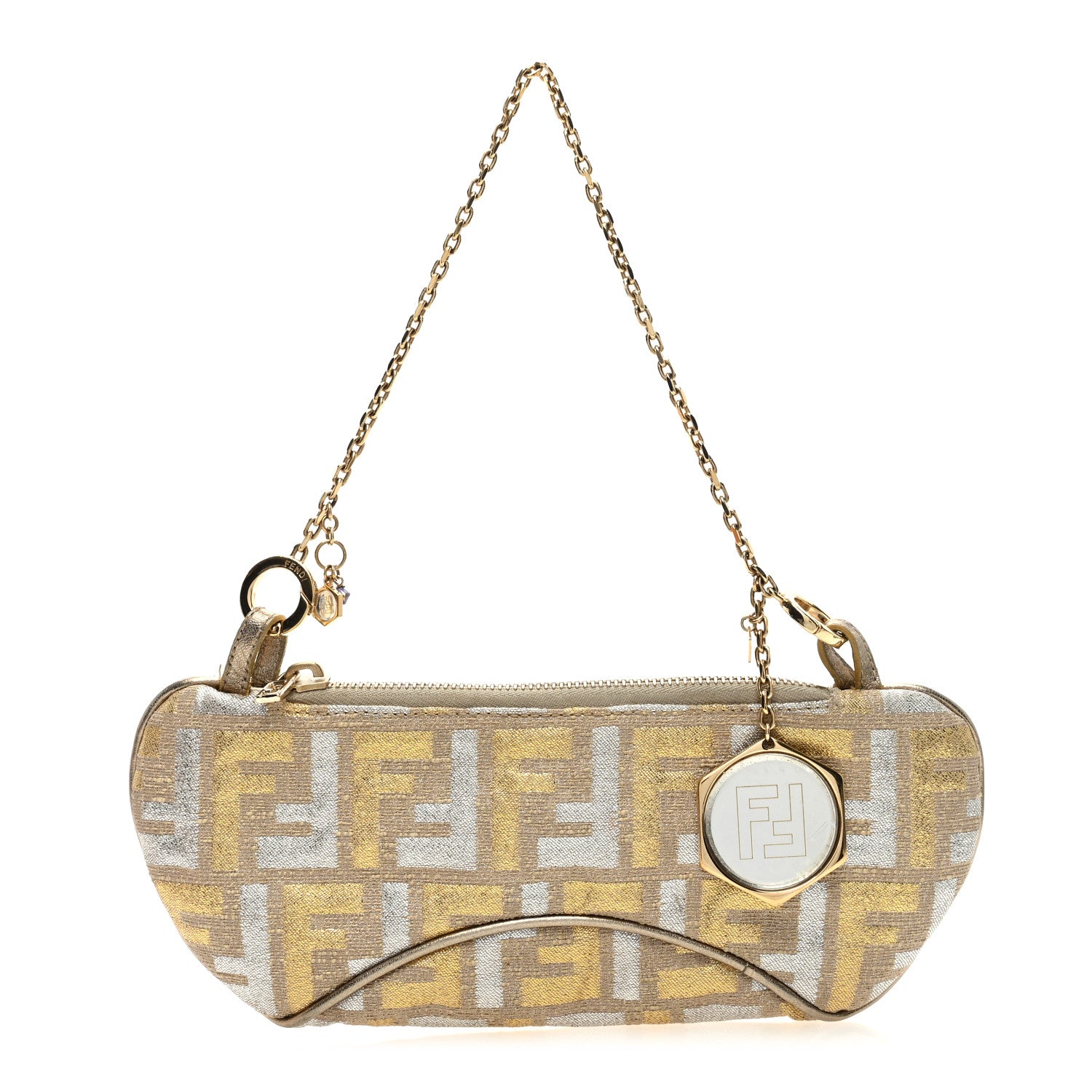 Fendi Metallic Zucca Mini Pochette Oro Argento 1 of 10