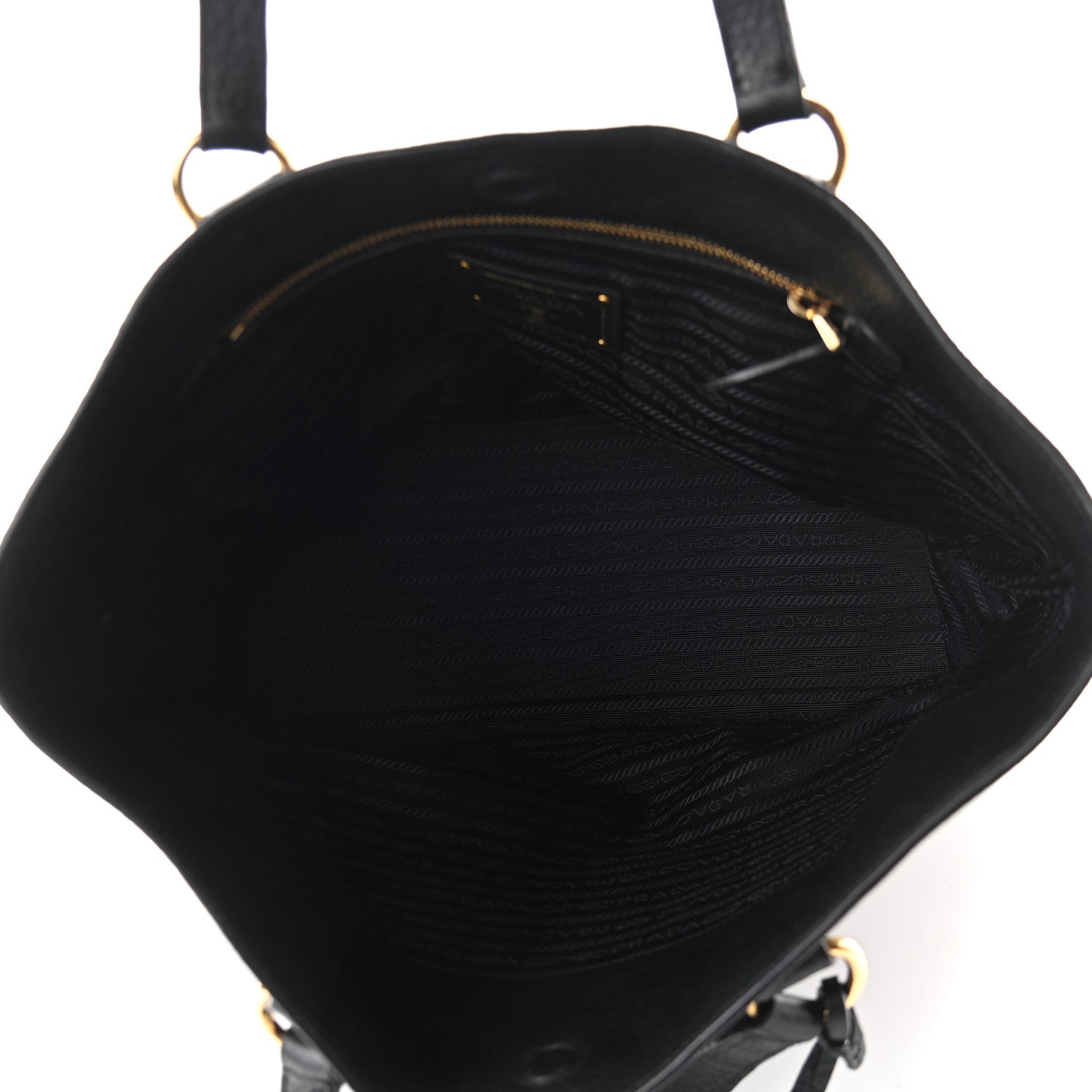 Prada Vitello Phenix Embossed Logo Tote Black 5 of 9