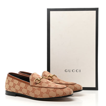 Gucci Canvas GG Monogram Horsebit Womens Jordaan Loafers 38 Beige Ruggine Rust 9 of 9