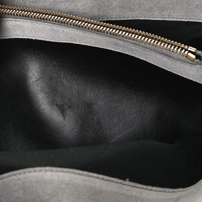 Saint Laurent Suede Mixed Matelasse Tri-Quilt Large Monogram Envelope Satchel Grey 13 of 13